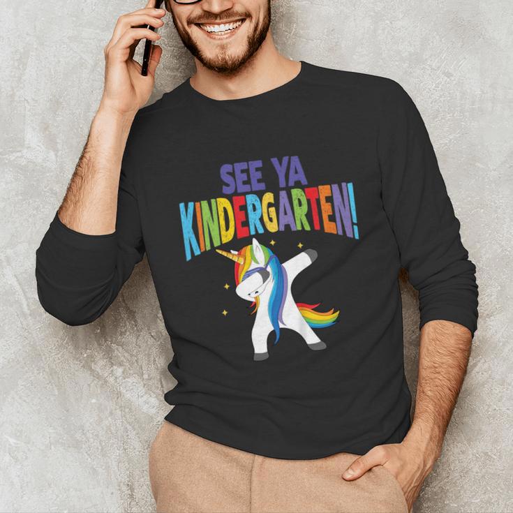 Kids Dabbing Unicorn Kindergarten Graduation See Ya Unisex Long Sleeve T-Shirt