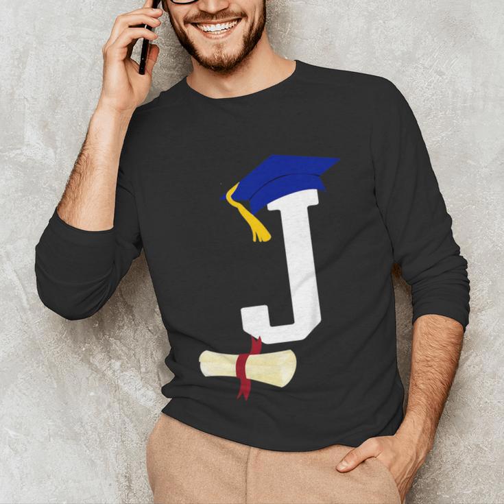 Kids Initial J Letter For Boys Preschool Graduation Kindergarten Unisex Long Sleeve T-Shirt