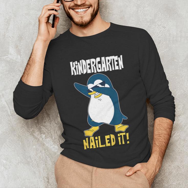 Kids Kindergarten Dabbing Penguin Nailed It Graduation Class 2021 Unisex Long Sleeve T-Shirt