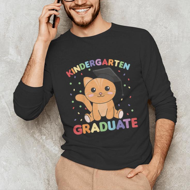 Kids Kindergarten Graduate Cat Graduation Unisex Long Sleeve T-Shirt