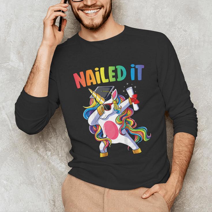 Kids Kindergarten Graduation Shirt Unicorn Graduate Nailed It Unisex Long Sleeve T-Shirt