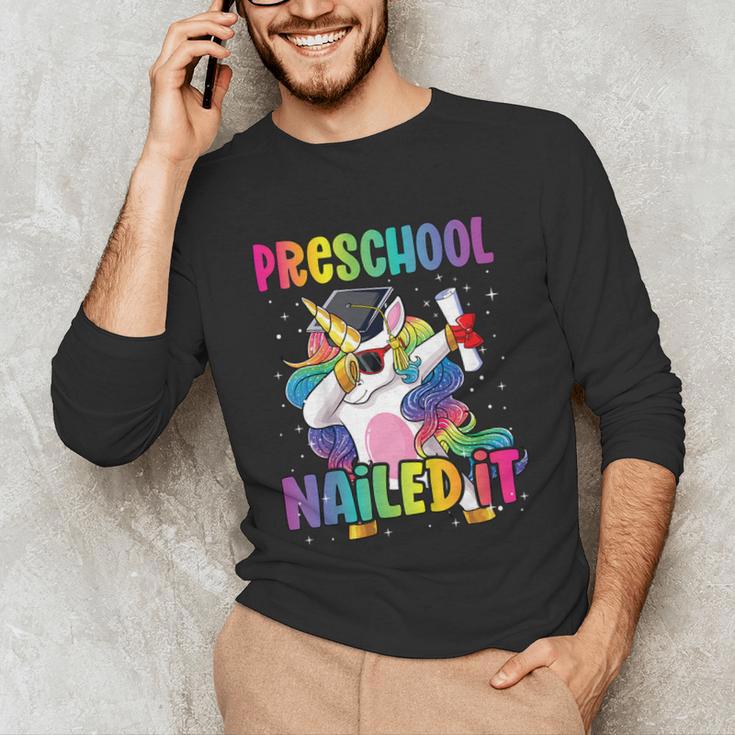 Kids Preschool Graduate Unicorn Nailed It Preschool Graduation Unisex Long Sleeve T-Shirt