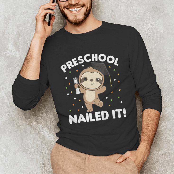 Kids Kids Preschool Nailed It Sloth Graduation Unisex Long Sleeve T-Shirt