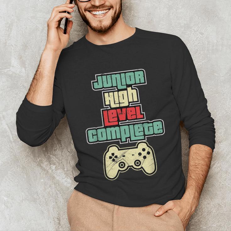 Level Complete Jr High School Graduation Grad SloganShirt Unisex Long Sleeve T-Shirt