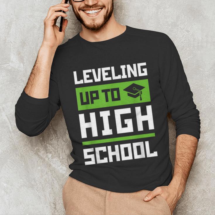 Leveling Up To High School Tee Shirt Gaming Graduation Unisex Long Sleeve T-Shirt