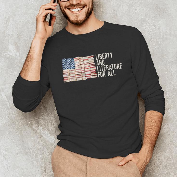 Liberty And Literature For All Reading USA Book Lover Unisex Long Sleeve T-Shirt