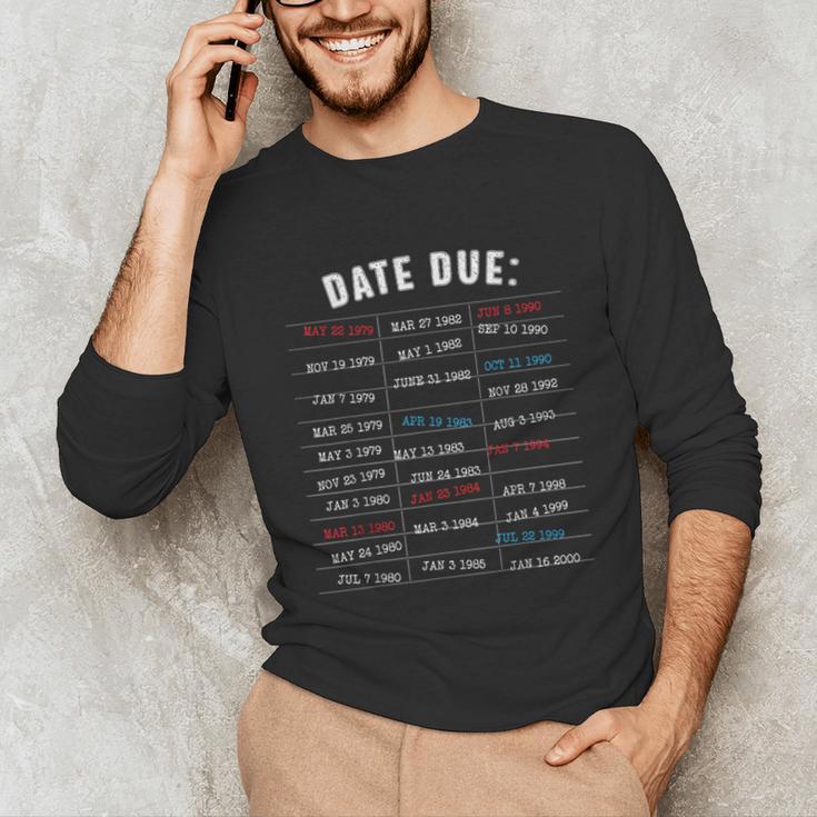Library Due Date Stamp Card Librarian Book Reading Vintage Unisex Long Sleeve T-Shirt
