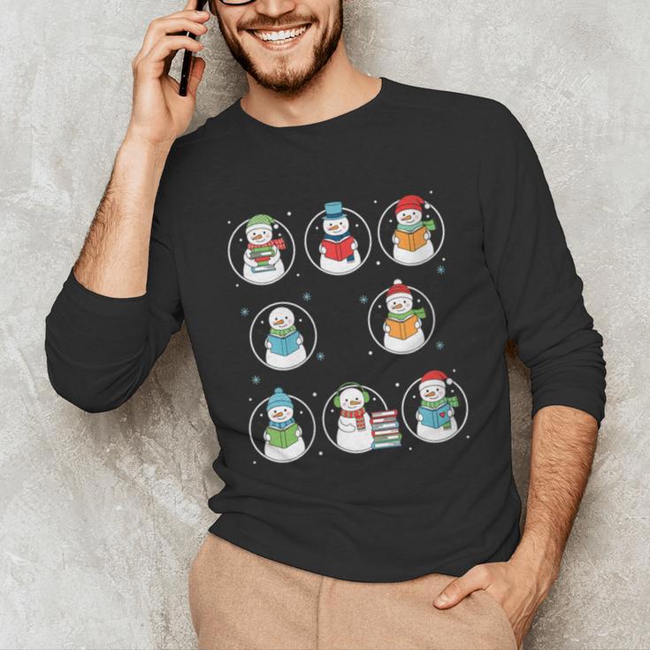 Literary Winter Reading Snowmen Cozy Book Lover Pattern Unisex Long Sleeve T-Shirt Literary Winter Reading Snowmen Cozy Book Lover Pattern Unisex Long Sleeve T-Shirt