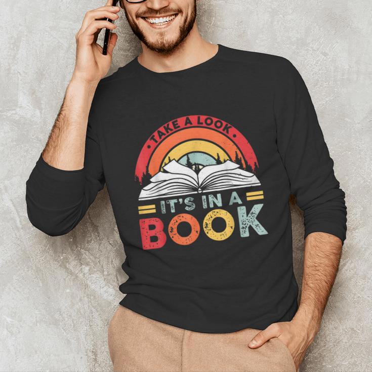 Take A Look It's In A Book Reading Book Vintage Rainbow Unisex Long Sleeve T-Shirt