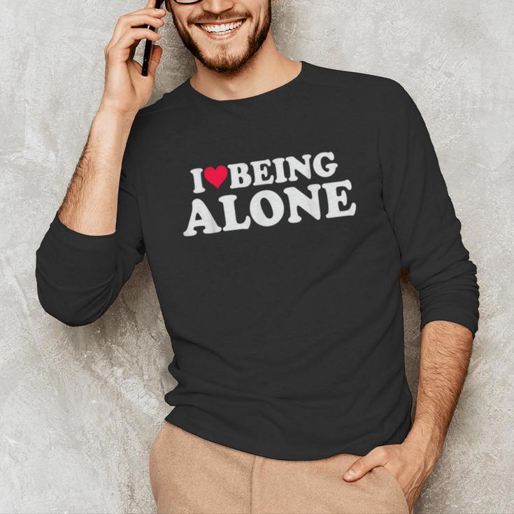 I Love Being Alone Introvert & Anxious Girl Red Heart Unisex Long Sleeve T-Shirt