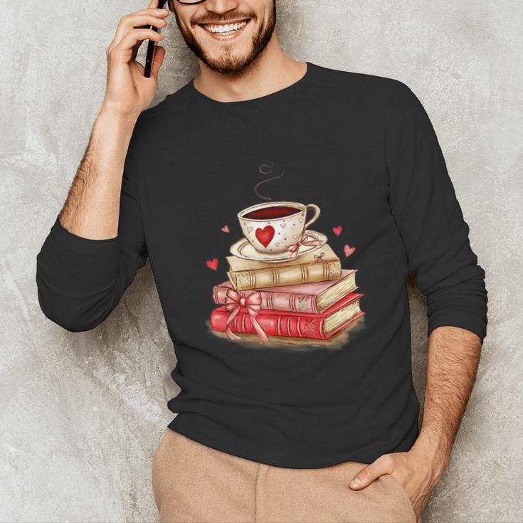 Love Book Coffee Heart Coquette Bow Valentines Day Unisex Long Sleeve T-Shirt Love Book Coffee Heart Coquette Bow Valentines Day Unisex Long Sleeve T-Shirt