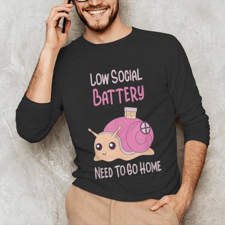Low Social Battery Cute Snail With House Introvert Cozy Home Unisex Long Sleeve T-Shirt