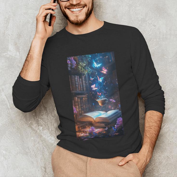 Magic Books Butterflies Fantasy Nature Tea Enchanting Unisex Long Sleeve T-Shirt Magic Books Butterflies Fantasy Nature Tea Enchanting Unisex Long Sleeve T-Shirt