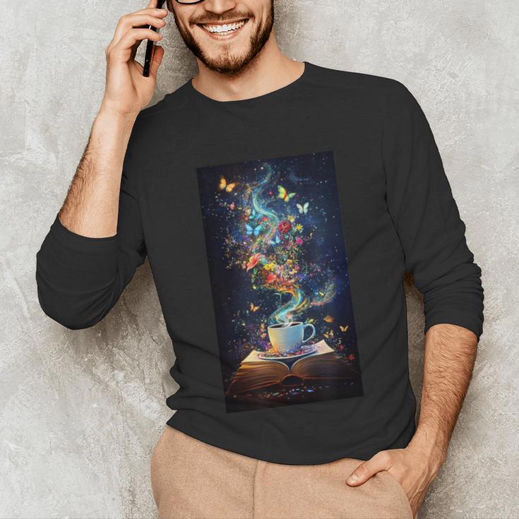 Magical Book Floral Coffee Books Nature Fantasy Unisex Long Sleeve T-Shirt Magical Book Floral Coffee Books Nature Fantasy Unisex Long Sleeve T-Shirt