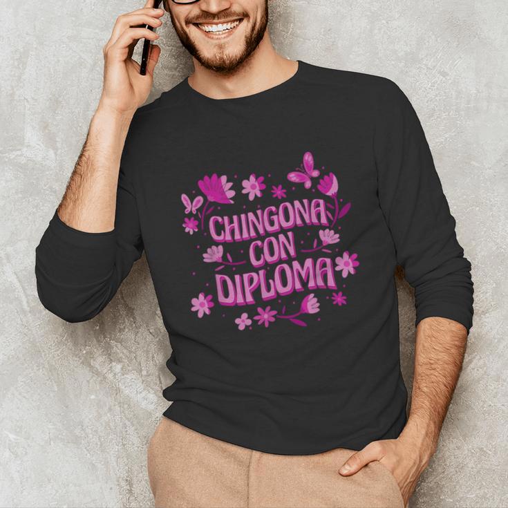 Masters Graduation Educated Latina Chingona Con Diploma Unisex Long Sleeve T-Shirt