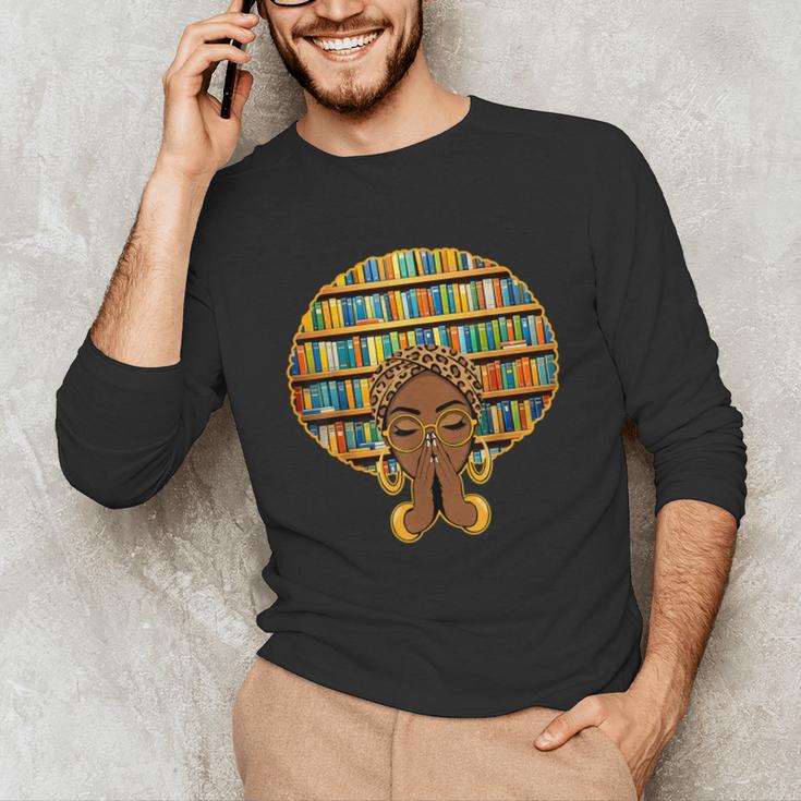 Melanin Afro Women Girl Book Librarian History African Unisex Long Sleeve T-Shirt
