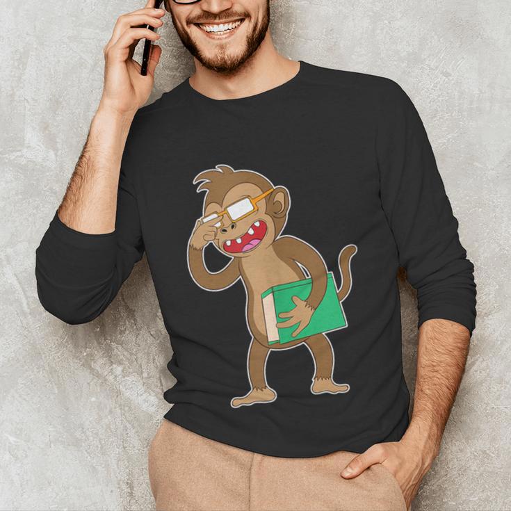 Monkey With a Book Unisex Long Sleeve T-Shirt Monkey With a Book Unisex Long Sleeve T-Shirt