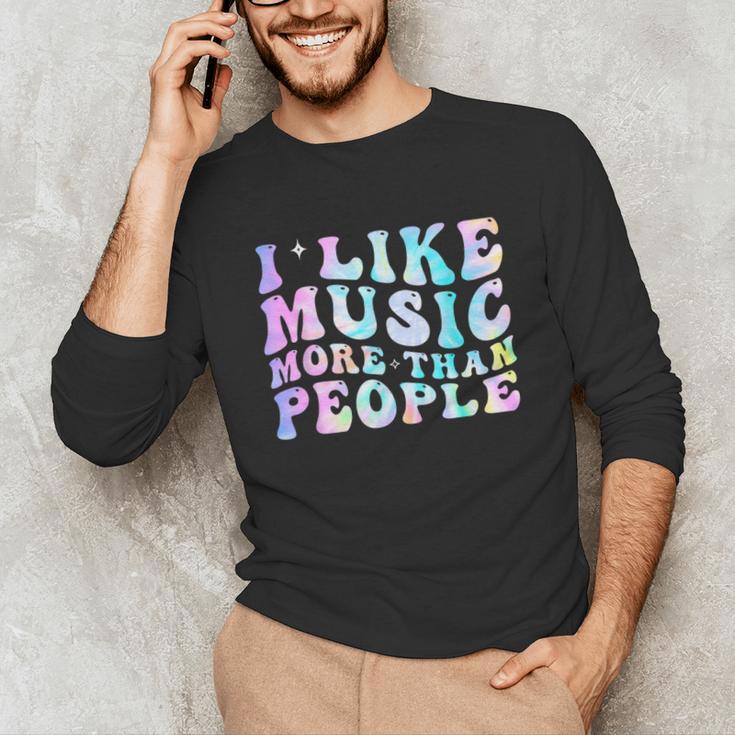 I Like Music More Than People Introvert Musician Retro Unisex Long Sleeve T-Shirt