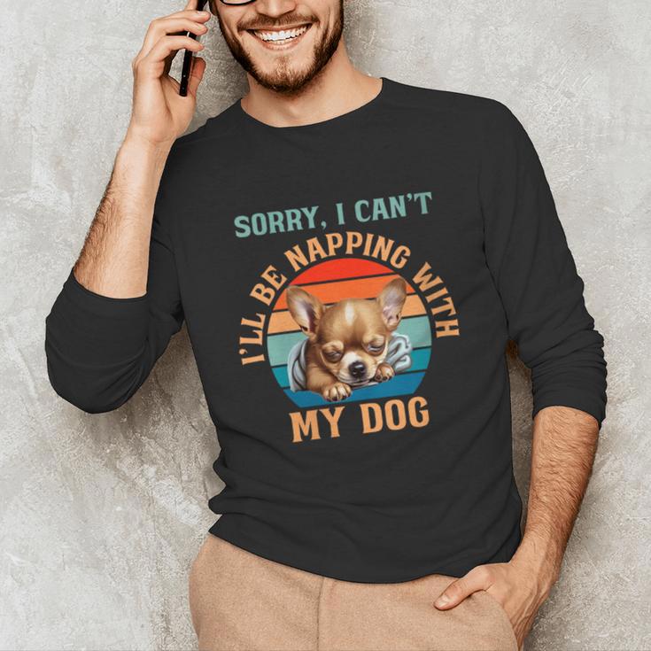 Napping Chihuahua Dog Breed Sleeping Pet Pup Introvert Unisex Long Sleeve T-Shirt