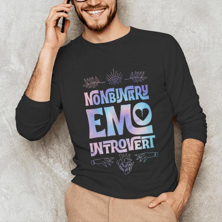 Nonbinary Emo Introvert Pride Trendy Mystic Teen Goth Style Unisex Long Sleeve T-Shirt Nonbinary Emo Introvert Pride Trendy Mystic Teen Goth Style Unisex Long Sleeve T-Shirt