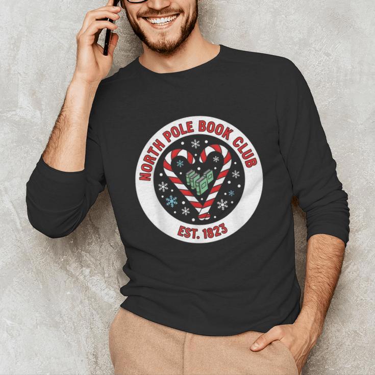 North Pole Book Club Shirt Candy Cane Christmas Unisex Long Sleeve T-Shirt