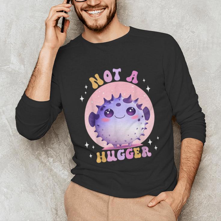 Not a Hugger Cute Pufferfish Autism Awareness Introverts Unisex Long Sleeve T-Shirt