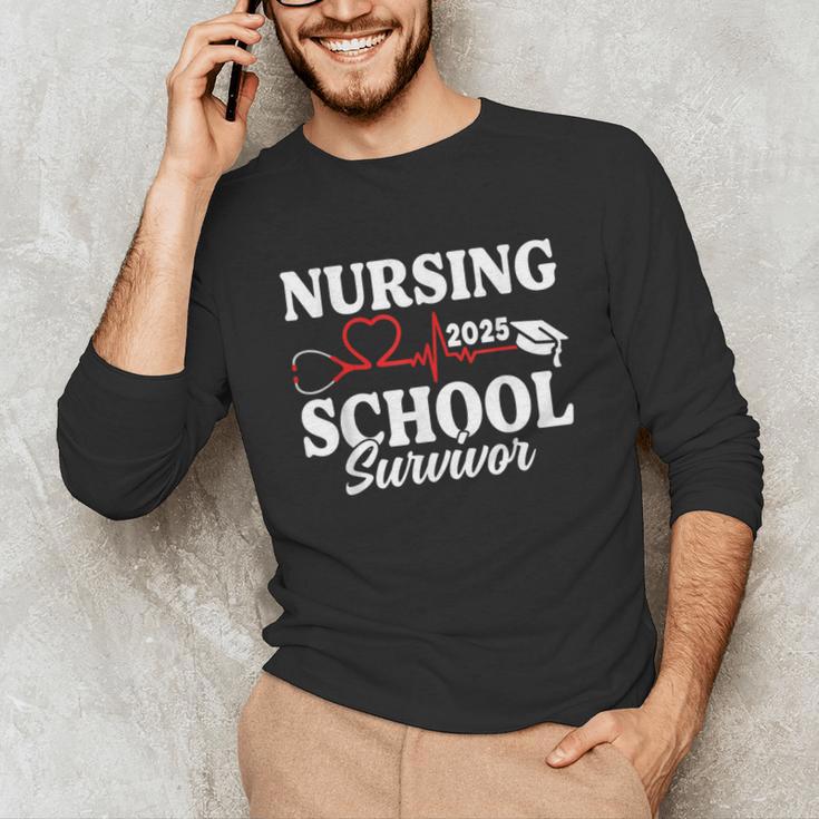 Nursing School Survivor 2025 RN ER Graduation Nurse Grad Unisex Long Sleeve T-Shirt
