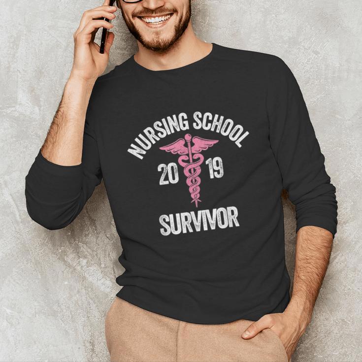 Nursing School Survivor Apparel Graduation Party Nurse RN Unisex Long Sleeve T-Shirt