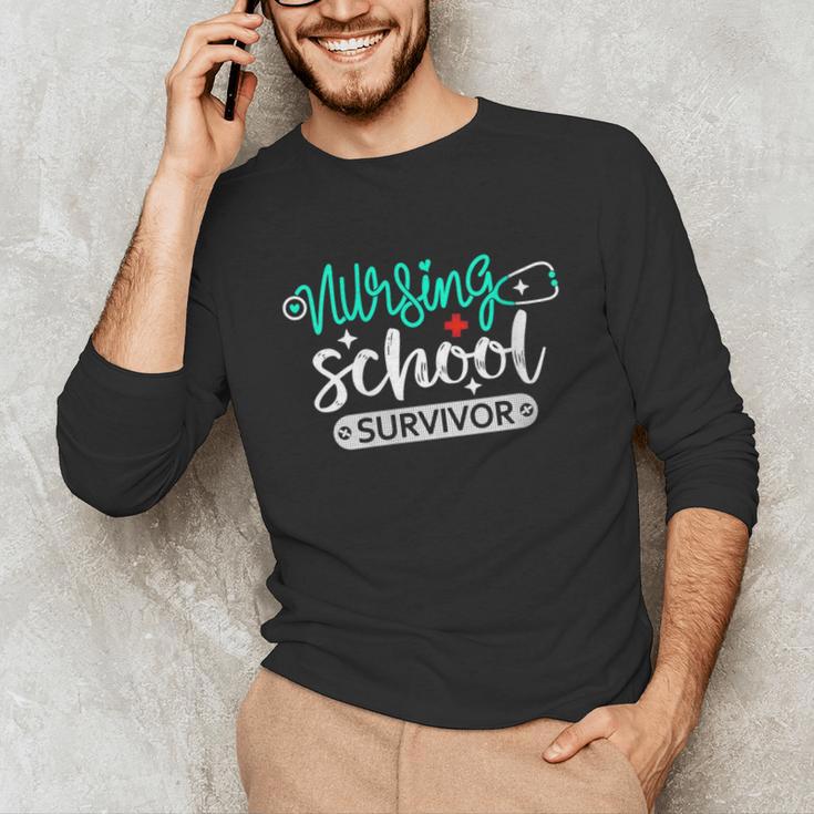 Nursing School Survivor RN Grad Nurse Graduation Student Unisex Long Sleeve T-Shirt