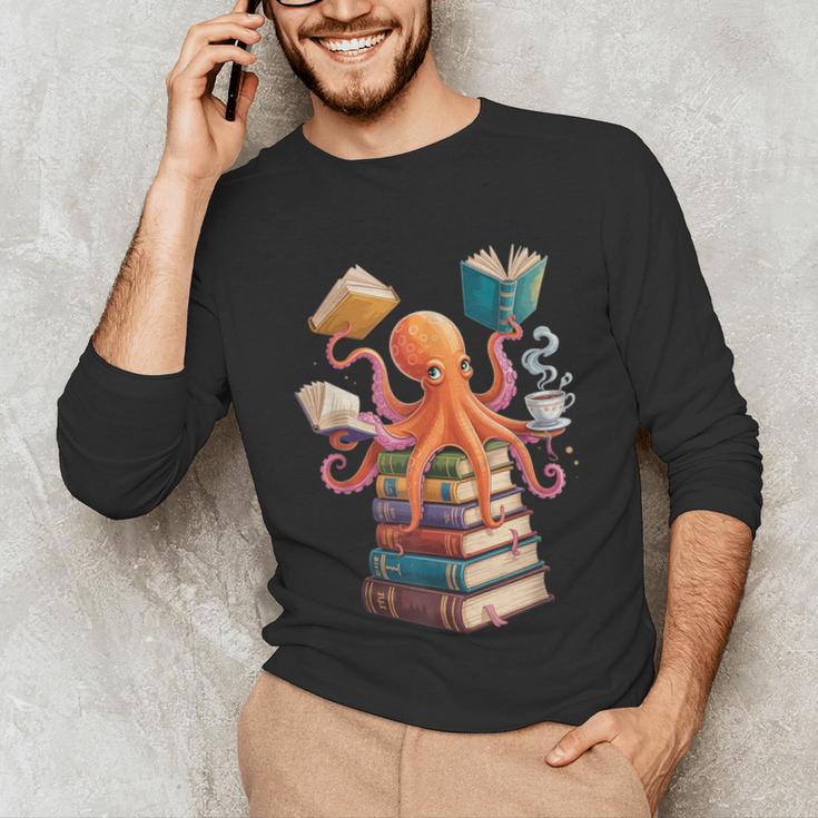 Octopus Book Reading Book Reader Ocean Octopus Unisex Long Sleeve T-Shirt