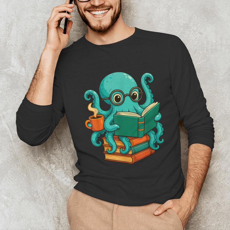 Octopus Reading Book Reading Bookworm Reader Unisex Long Sleeve T-Shirt