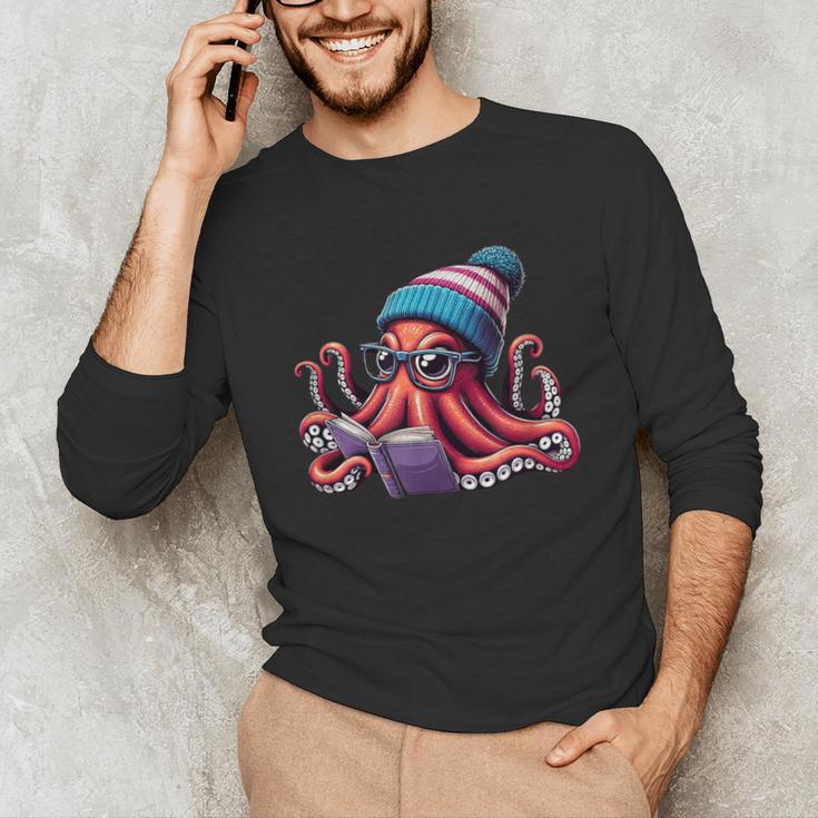 Octopus Reading Book Kraken Book Lover Unisex Long Sleeve T-Shirt