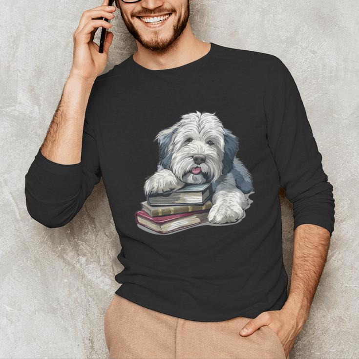 Old English Sheepdog Books Reading Dog Breed Graphic Unisex Long Sleeve T-Shirt