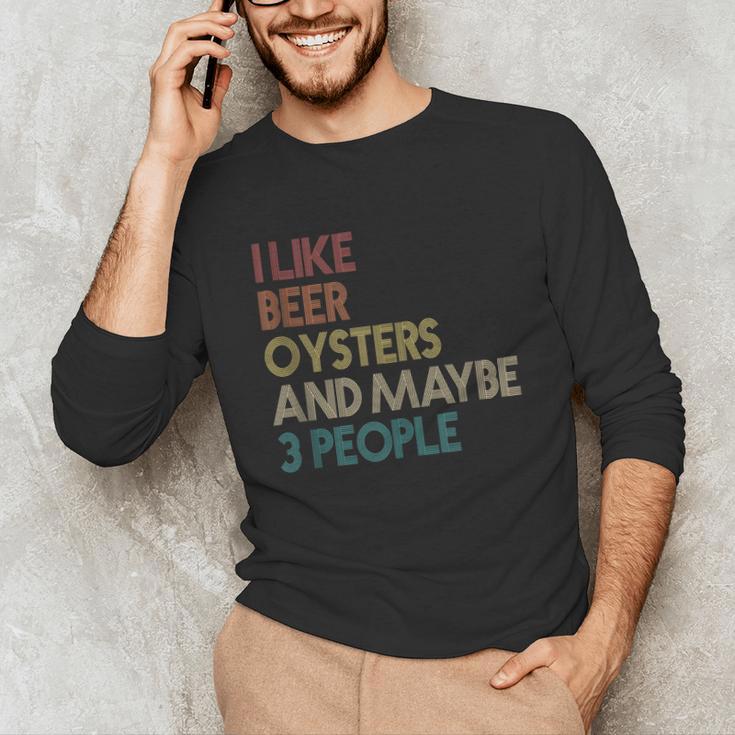 Oysters And Beer Lovers Introvert Quote Vintage Retro Unisex Long Sleeve T-Shirt
