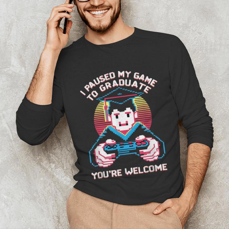 I Paused My Game To Graduate 2024 Gamer Graduation Unisex Long Sleeve T-Shirt