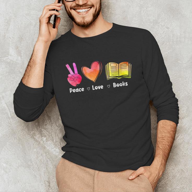 Peace Love Books Reader Librarian Library Book Unisex Long Sleeve T-Shirt Peace Love Books Reader Librarian Library Book Unisex Long Sleeve T-Shirt