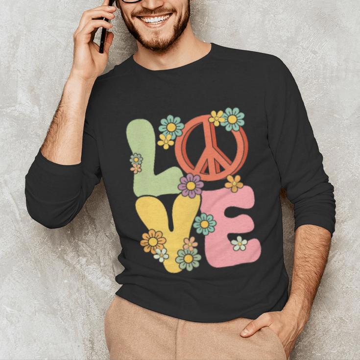 Peace Sign Love Groovy Vibes Costume Nostalgia 1980s Fashion Unisex Long Sleeve T-Shirt