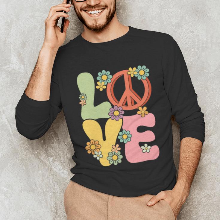 Peace Sign Love Groovy Vibes Costume Nostalgia 1980s Fashion Unisex Long Sleeve T-Shirt