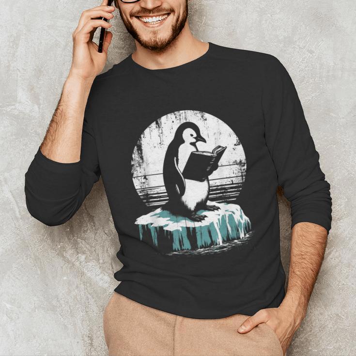Penguin Reading A Book Vintage Graphic Bookworm Lover Unisex Long Sleeve T-Shirt Penguin Reading A Book Vintage Graphic Bookworm Lover Unisex Long Sleeve T-Shirt