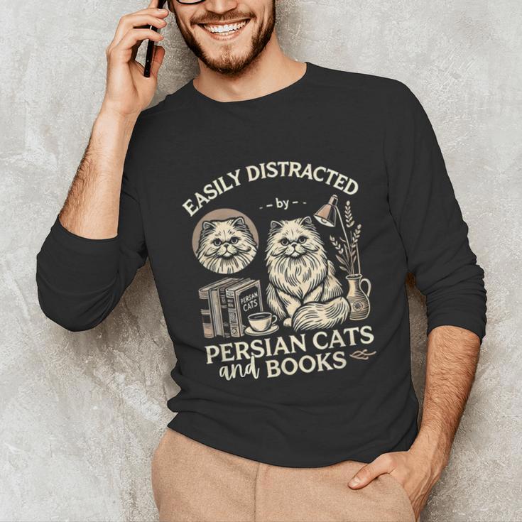 Persian Cat Persian Cats Persian Cats And Books For Men Women Kids Unisex Long Sleeve T-Shirt