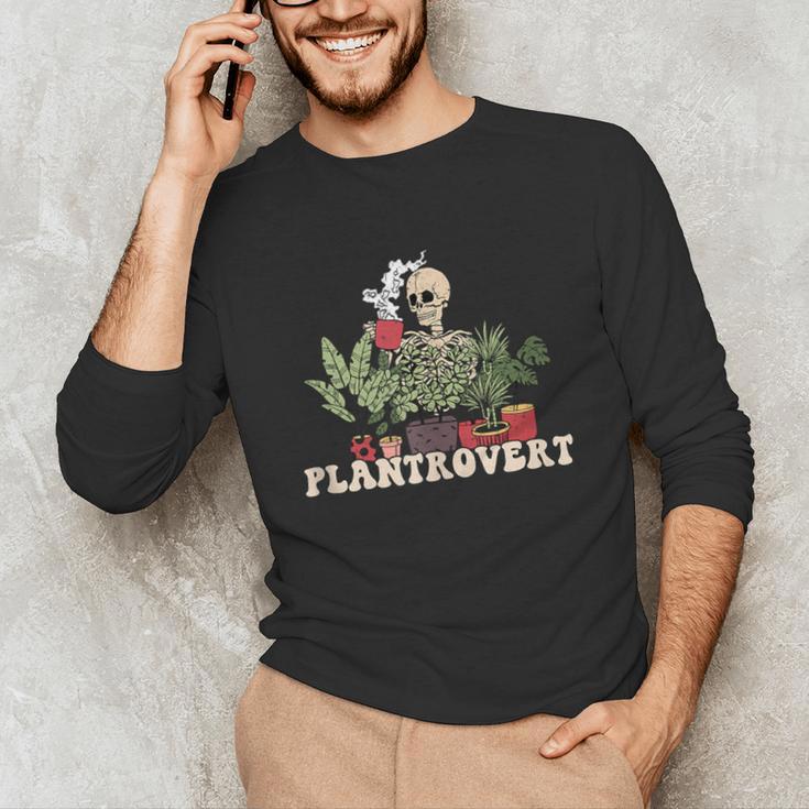 Plant Coffee Love Plantrovert Gardening Introvert Mom Unisex Long Sleeve T-Shirt