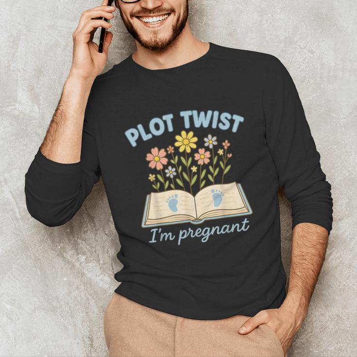 Plot Twist I'm Pregnant Literary Pregnancy Announcement Book Unisex Long Sleeve T-Shirt Plot Twist I'm Pregnant Literary Pregnancy Announcement Book Unisex Long Sleeve T-Shirt