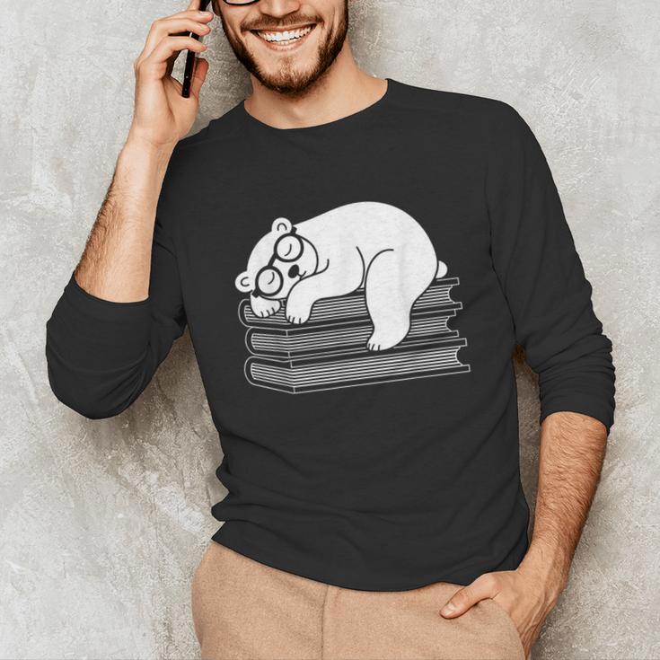 Polar Bear Reading Book Pajama Sleep Unisex Long Sleeve T-Shirt