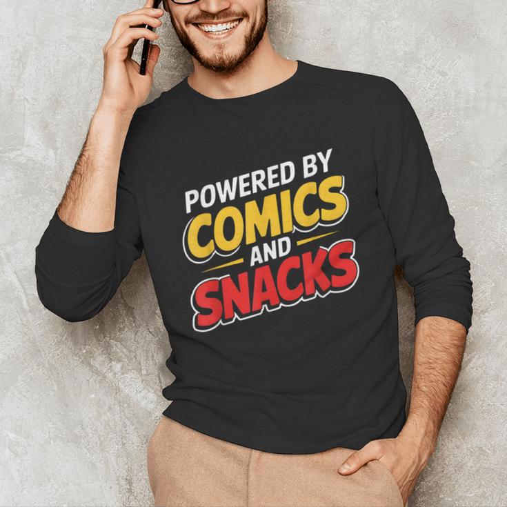 Powered By Comics And Snacks Comic Book Lover Unisex Long Sleeve T-Shirt Powered By Comics And Snacks Comic Book Lover Unisex Long Sleeve T-Shirt