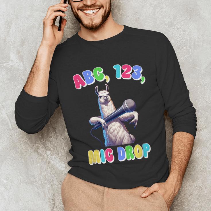 Preschool Graduate Shirt ABC 123 Mic Drop Llama Graduation Unisex Long Sleeve T-Shirt