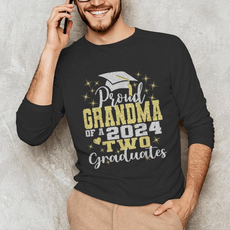 Proud Grandma Of Two 2024 Graduate Class 2024 Graduation Unisex Long Sleeve T-Shirt