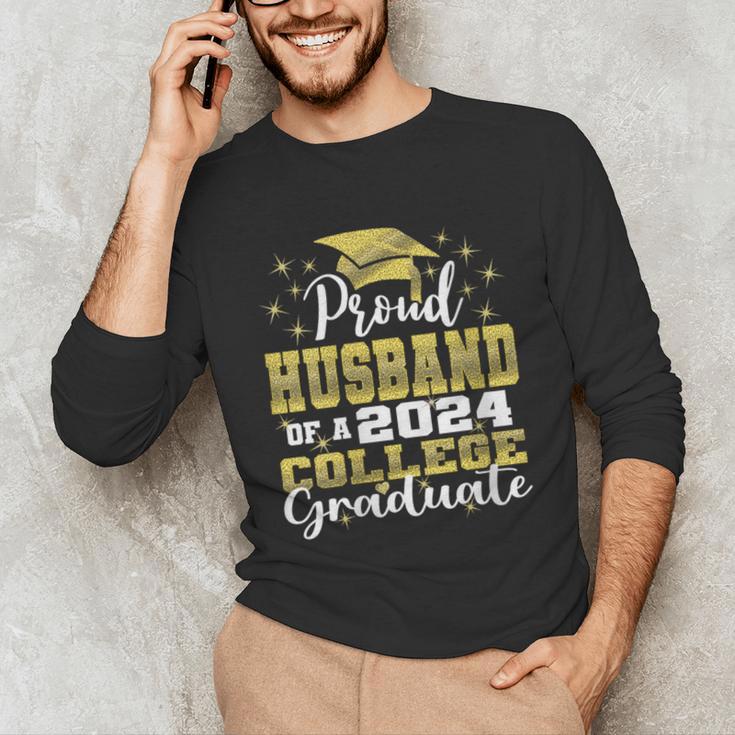 Proud Husband Of 2024 College Graduate Family 24 Graduation Unisex Long Sleeve T-Shirt
