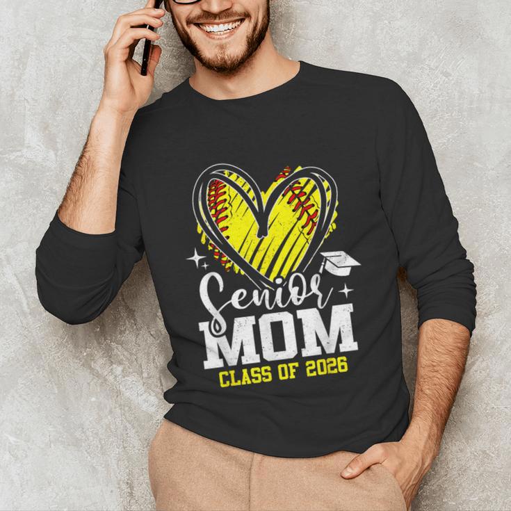 Proud Senior Mom Class Of 2026 Softball Graduation Heart Unisex Long Sleeve T-Shirt