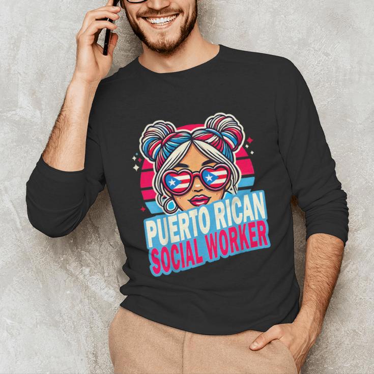 Puerto Rican Latina Social Worker MSW Masters Graduation Unisex Long Sleeve T-Shirt
