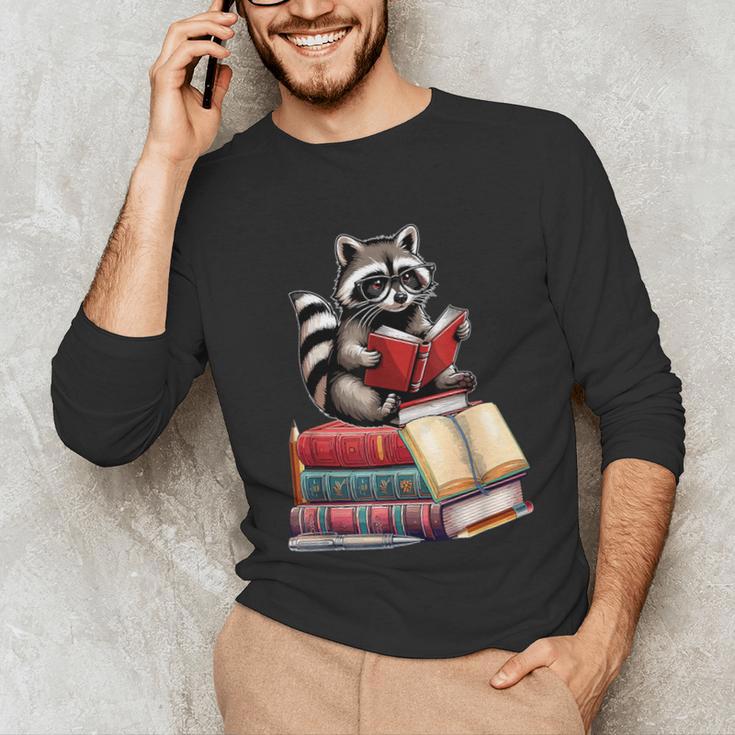 Raccoon Reading Books Matching Bookworm Readers Librarian Unisex Long Sleeve T-Shirt